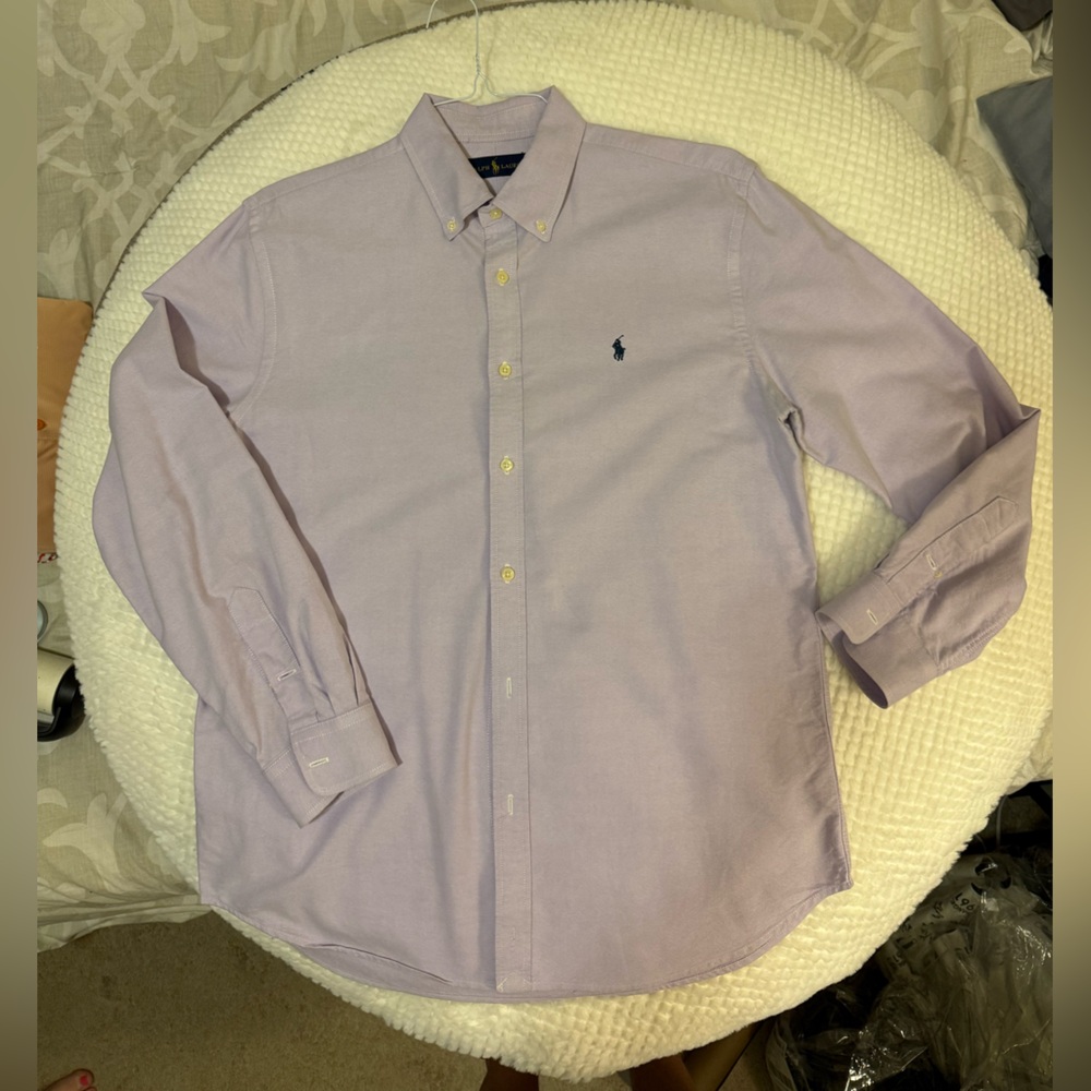 Ralph Lauren Polo Button Up Oxford Size Large Violet / Purple EUC